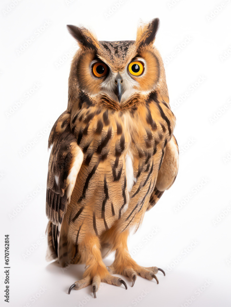 Owl Studio Shot Isolated on Clear White Background, Generative AI Owl Studio Shot Isolated on Clear White Background, Generative AI