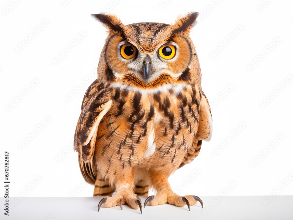 Obraz premium Owl Studio Shot Isolated on Clear White Background, Generative AI