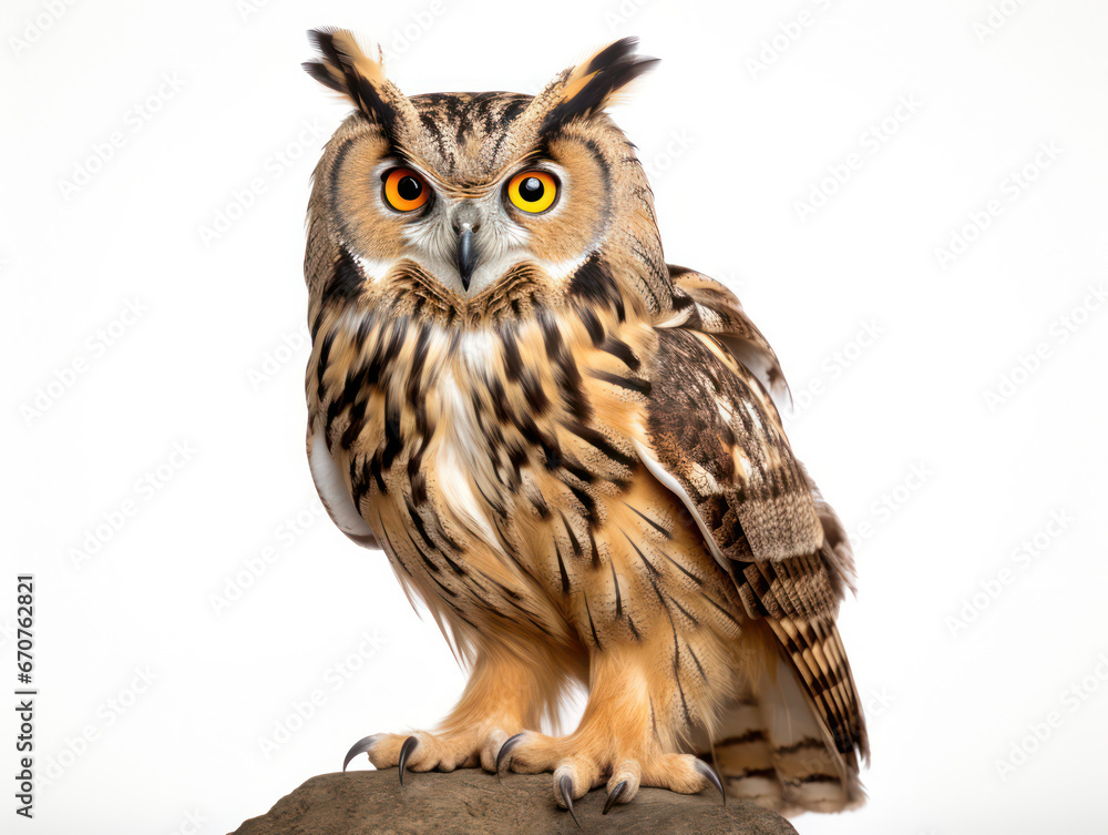 Obraz premium Owl Studio Shot Isolated on Clear White Background, Generative AI