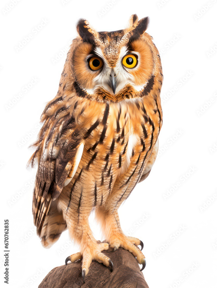Owl Studio Shot Isolated on Clear White Background, Generative AI Owl Studio Shot Isolated on Clear White Background, Generative AI