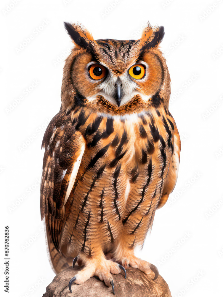 Owl Studio Shot Isolated on Clear White Background, Generative AI Owl Studio Shot Isolated on Clear White Background, Generative AI