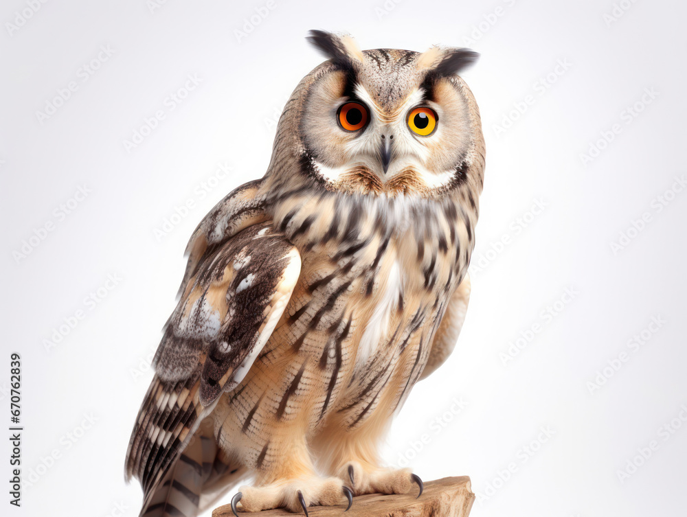 Owl Studio Shot Isolated on Clear White Background, Generative AI Owl Studio Shot Isolated on Clear White Background, Generative AI