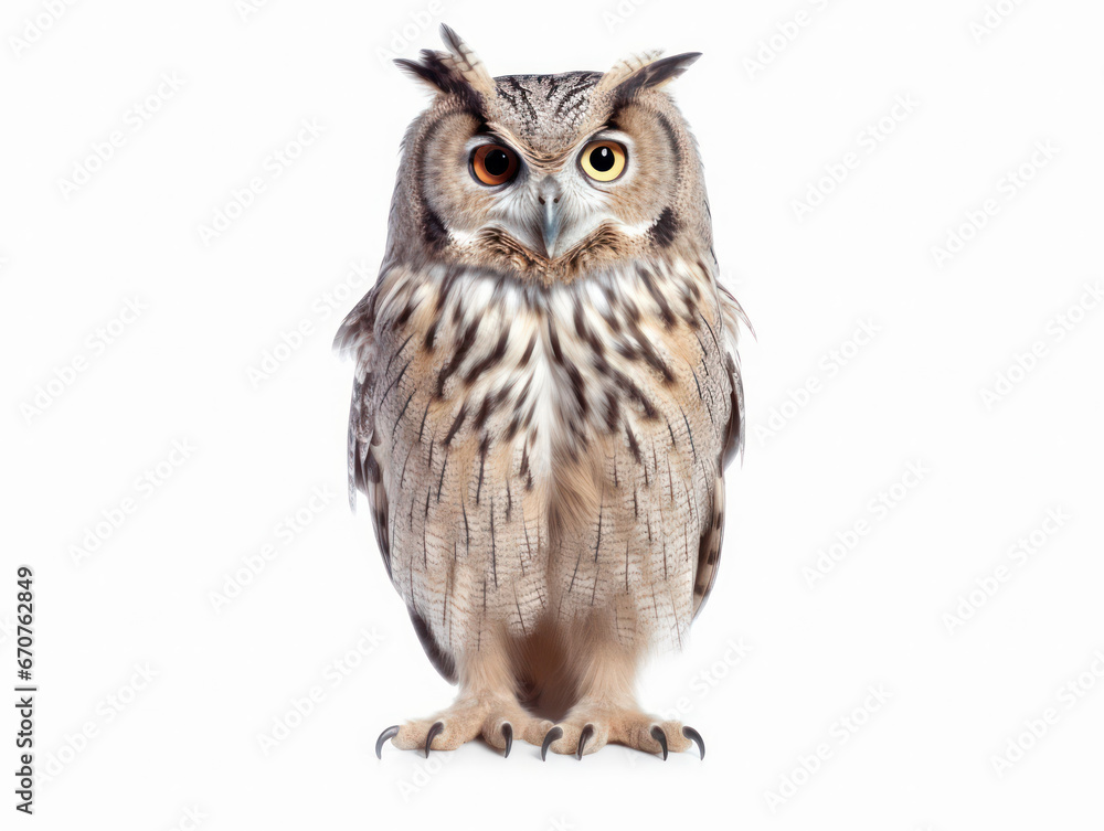 Owl Studio Shot Isolated on Clear White Background, Generative AI Owl Studio Shot Isolated on Clear White Background, Generative AI