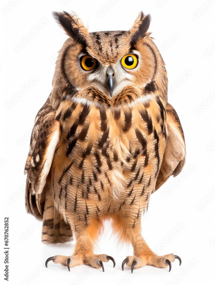 Naklejka premium Owl Studio Shot Isolated on Clear White Background, Generative AI