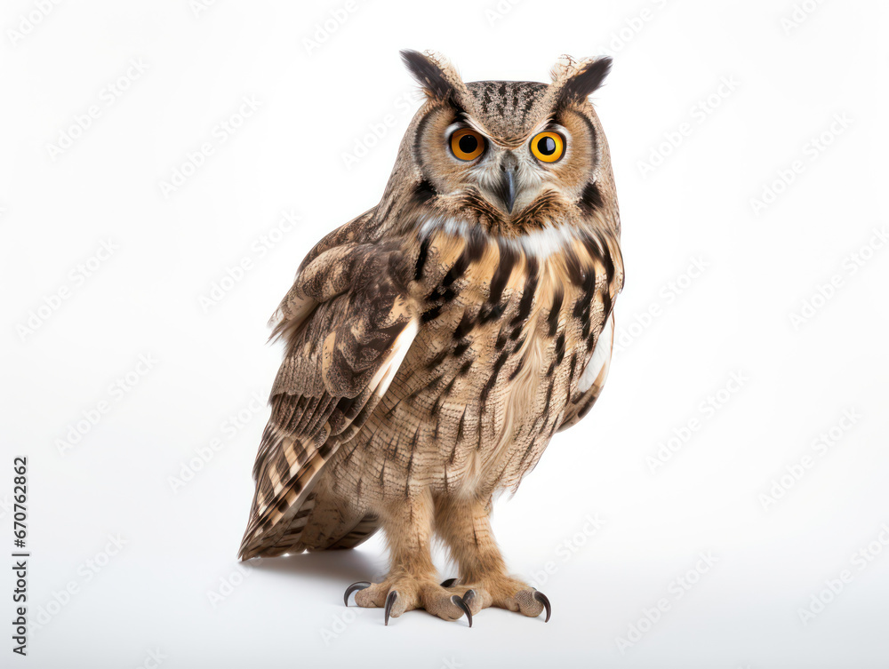 Fototapeta premium Owl Studio Shot Isolated on Clear White Background, Generative AI