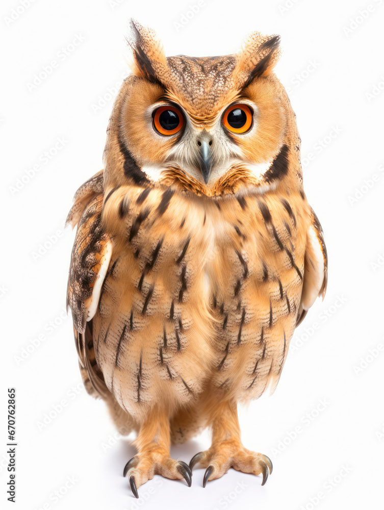 Naklejka premium Owl Studio Shot Isolated on Clear White Background, Generative AI