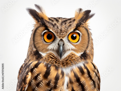 Owl Studio Shot Isolated on Clear White Background, Generative AI