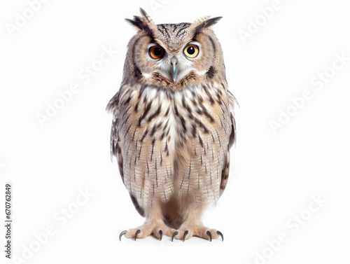 Owl Studio Shot Isolated on Clear White Background, Generative AI © Vig