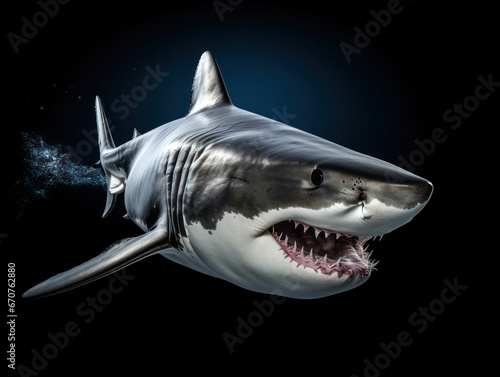 Shark Studio Shot Isolated on Clear Black Background  Generative AI