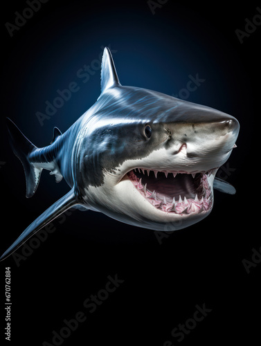 Shark Studio Shot Isolated on Clear Black Background, Generative AI