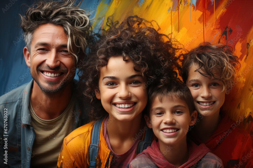 A street mural with images of diverse faces, celebrating the multiculturalism created by international migration. Generative Ai. A street mural with images of diverse faces, celebrating the multiculturalism created by international migration. Generative Ai.