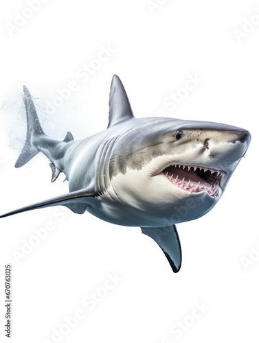 Shark Studio Shot Isolated on Clear White Background  Generative AI