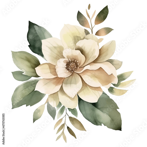 Watercolor Wedding Flower Simple and Elegant Realistic White Flower Drawings,white rose
