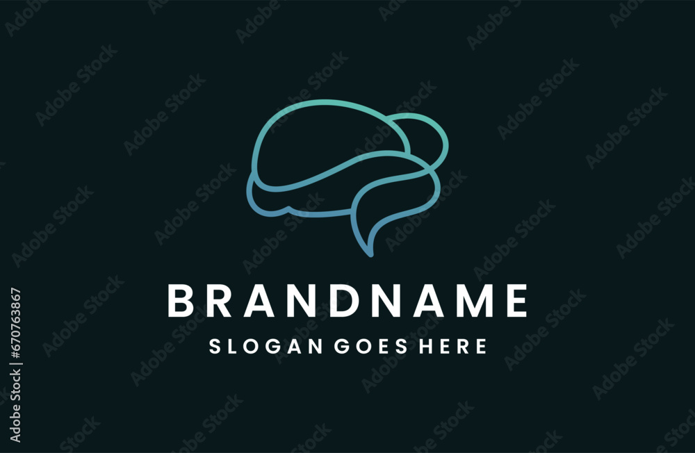 Brain Logo design vector template line style . Brain Logo design vector template line style .