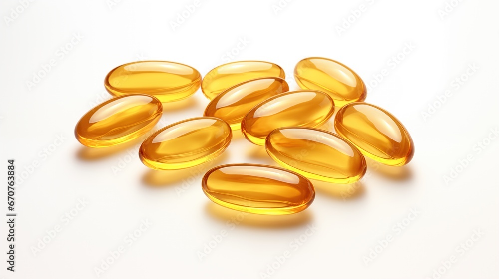 Golden jelly capsules isolated on white background. Golden jelly capsules isolated on white background.