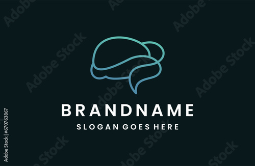 Brain Logo design vector template line style .