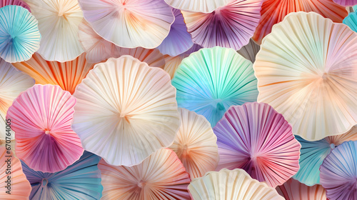 Abstract seamless pattern of glossy colorful seashells background