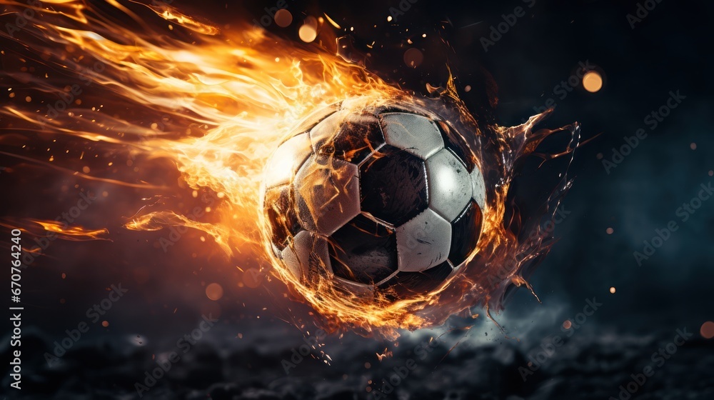 Naklejka premium The ball finds its way into the net, goal achieved