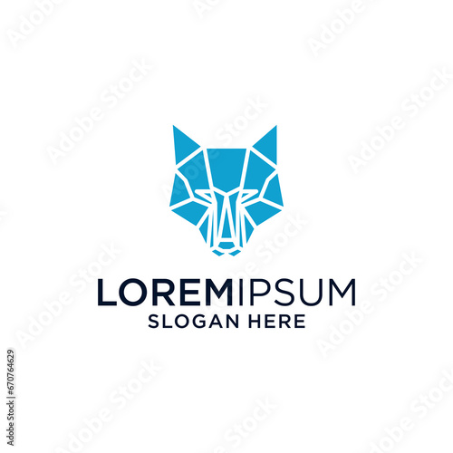 abstract wolf head logo design