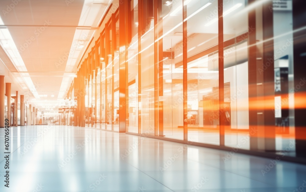 Fototapeta premium Abstract blurred of department store or shopping center mall. Modern shopping mall corridor and storefront