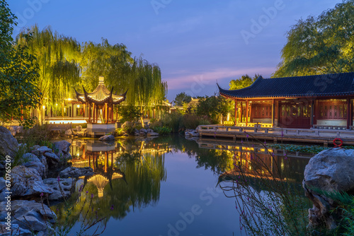 Chinese traditional buildings at night photo