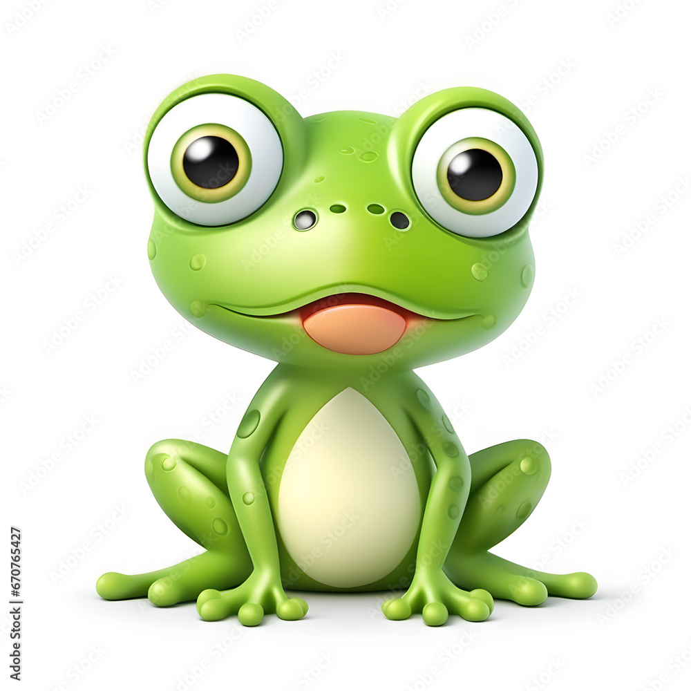 Fototapeta premium Cute Frog, Cartoon Animal Toy Character, Isolated On White Background