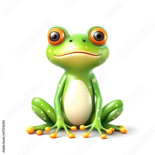 Cute Frog, Cartoon Animal Toy Character, Isolated On White Background