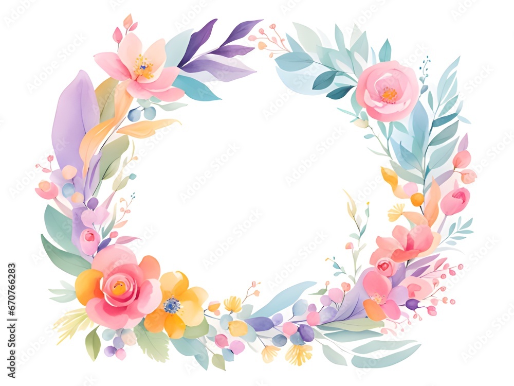 wreath of watercolor flowers. wedding card or invitation design