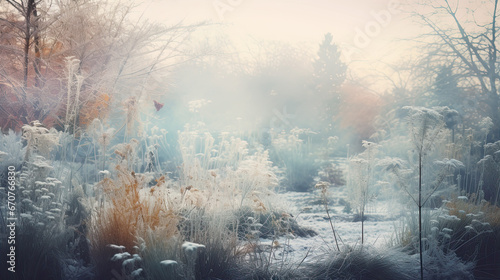 blurry garden background winter landscape