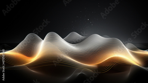 Futuristic Grayscale Audio Waveform Visualization. Generative AI photo