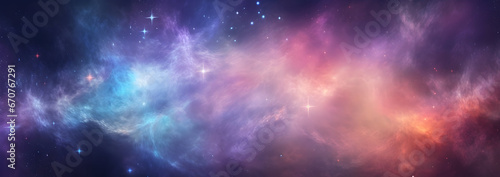Abstract background of sparkling cosmic phenomena with deep space colors. 