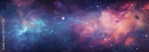 Abstract background of sparkling cosmic phenomena with deep space colors. 