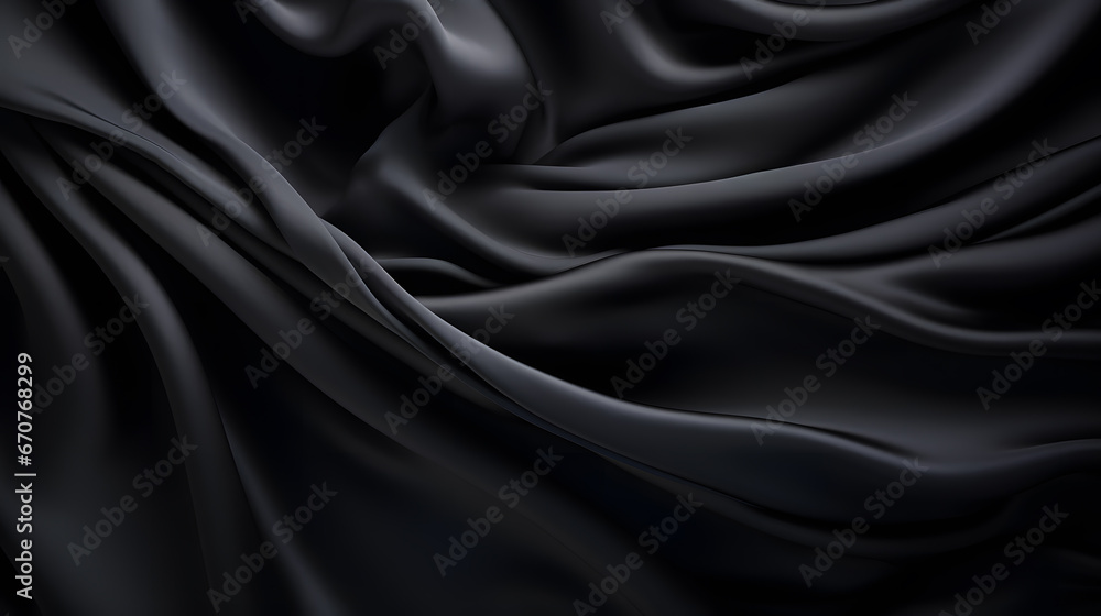 Fototapeta premium close up of a black satin silk cloth scarf