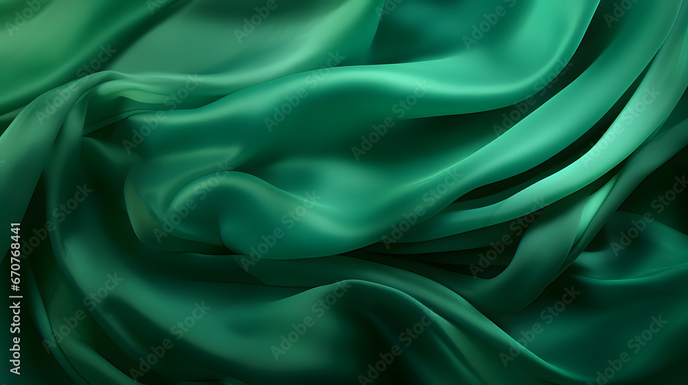 Fototapeta premium close up of a green satin silk cloth scarf