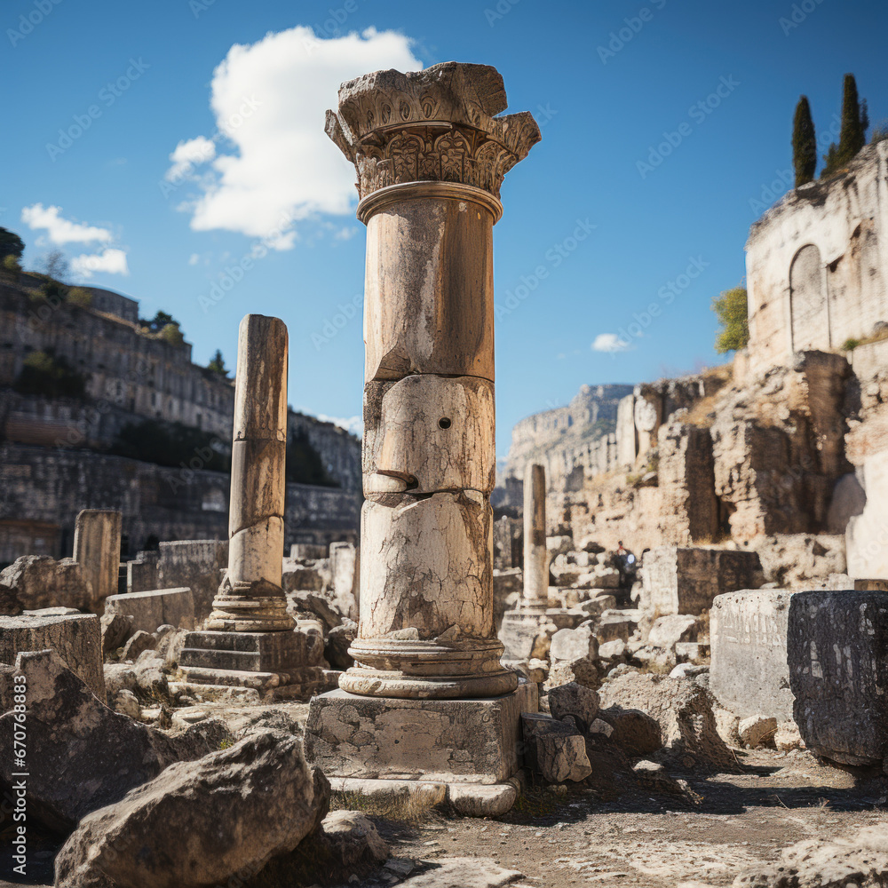  A cool sleek marble pillar standing tall among
