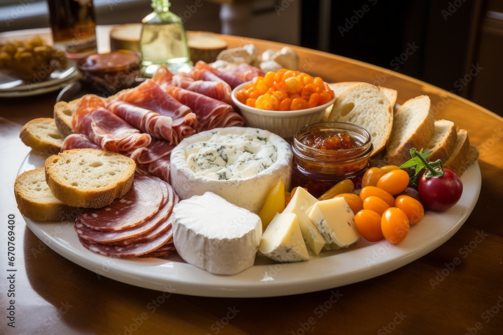 Assorted Meat Sausages, Artisan Cheeses, and Exquisite Antipasti Delights Platter Assorted Meat Sausages, Artisan Cheeses, and Exquisite Antipasti Delights Platter