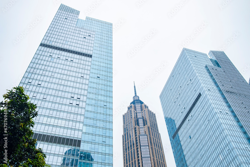 Obraz premium commercial buildings in a cloudy day horizontal composition