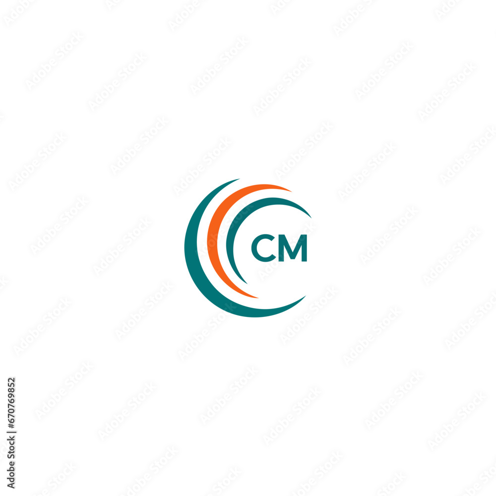 CM C M letter logo design. Initial letter CM linked circle uppercase monogram logo blue  and white. CM logo, C M design. CM, C M