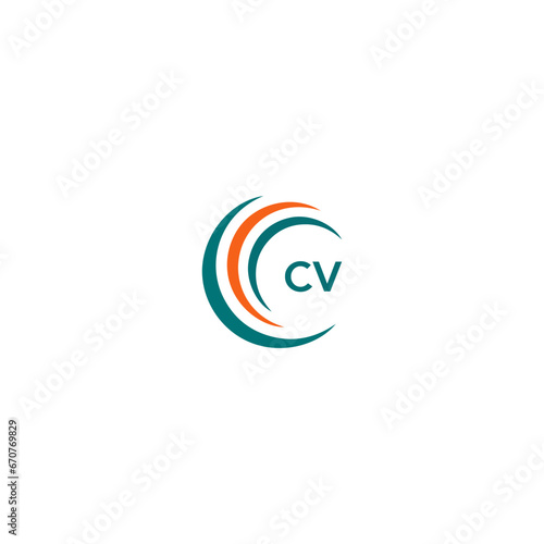 CV C V letter logo design. Initial letter CV linked circle uppercase monogram logo blue and white. CV logo, C V design. CV, C V