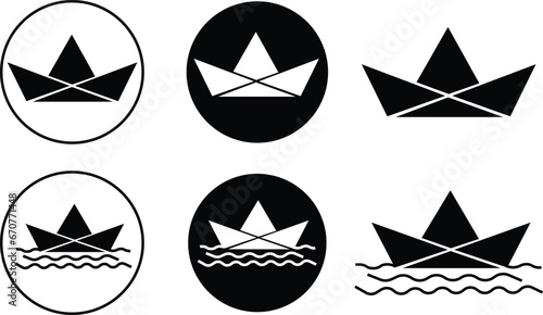 Set of paper boat vector fill icons. paper boat icon from user interface concept. Can be used for web and mobile Symbol of childhood, dreams, travel, freedom isolated on transparent background.