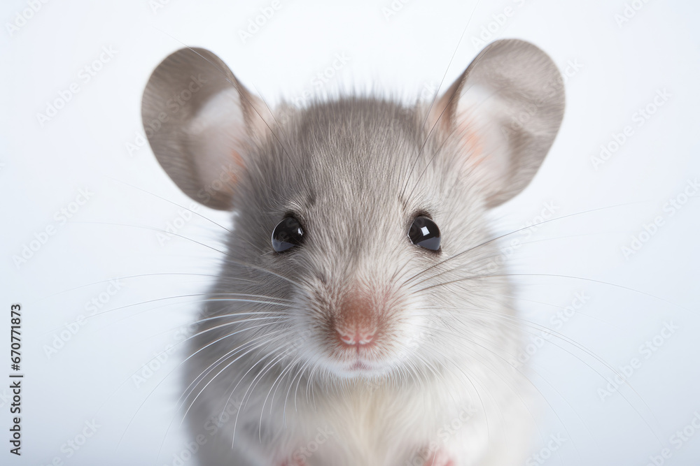 Close-up of a field mouse, White background Close-up of a field mouse, White background