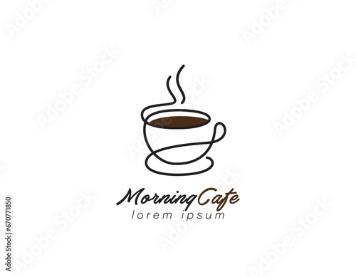 Fototapeta Naklejka Na Ścianę i Meble -  Continuous line drawing of morning cup of coffee. Vector illustration
