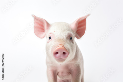 Young piglet with a bright white background