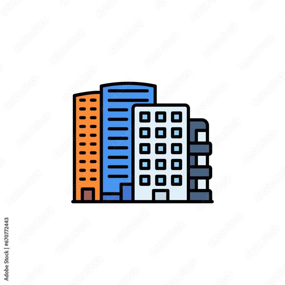city building vector icon. real estate icon outline style. perfect use for logo, presentation, website, and more. simple modern icon design line style