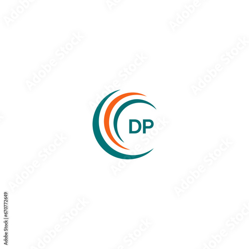 DP D P letter logo design. Initial letter DP linked circle uppercase monogram logo blue and white. DP logo, D P design. DP, D P