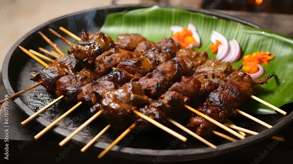Sate Kikil made from cow skin cooked with spices, then grilled on charcoal. Usually sold in angkringan.