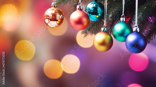 Rainbow colored Christmas ornaments