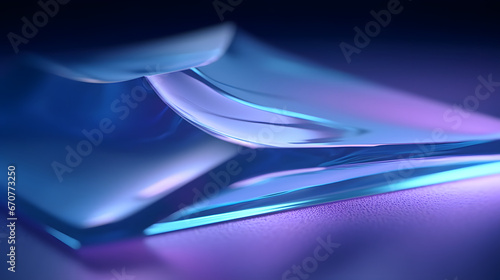 Abstract matte semi glass and minimalist shape form with smooth shape in the dark background
