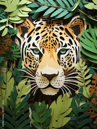 Cut Paper Art of a Jaguar