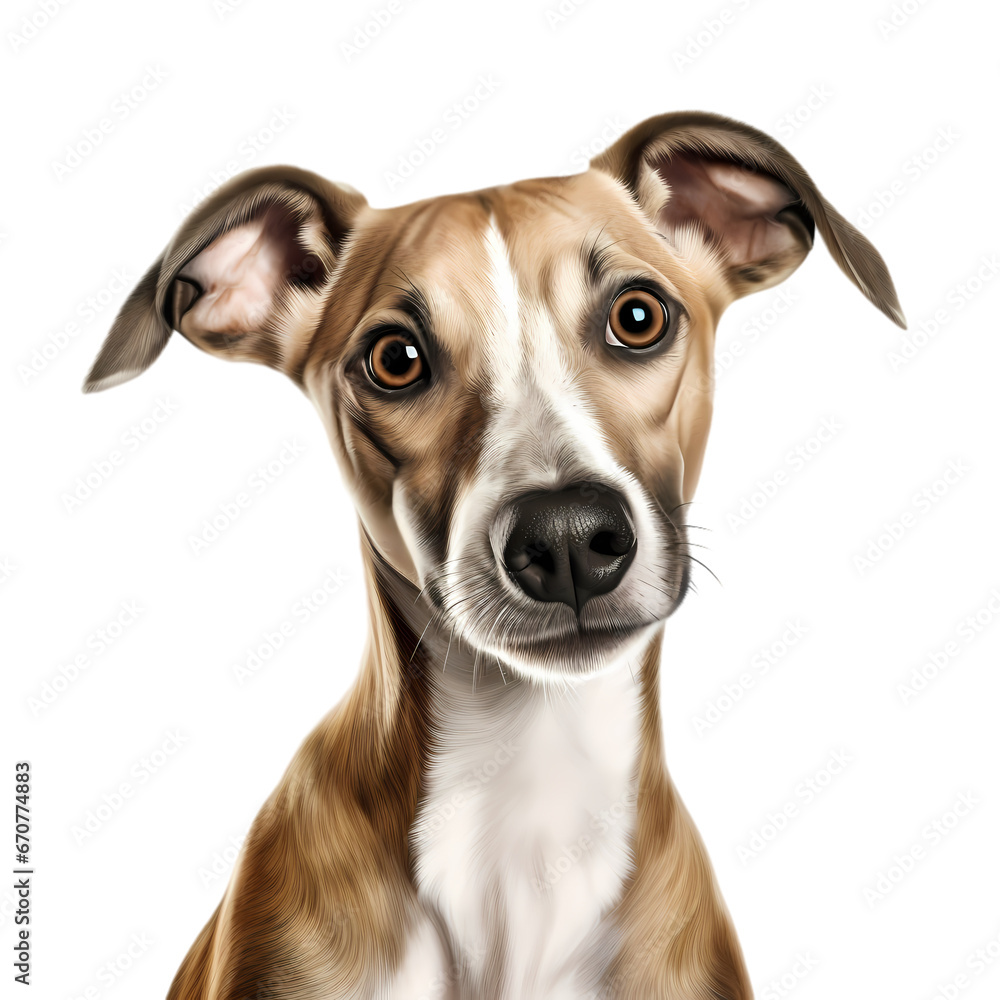 Whippet puppy on transparent background